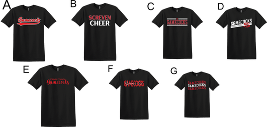 School Shirt- Gamecock Gear BLACK Shirt options *COTTON*