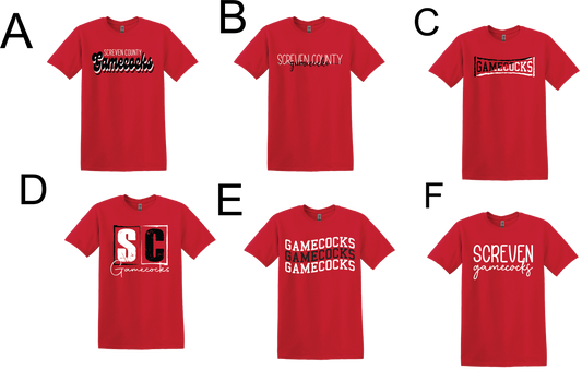 School Shirt- Gamecock Gear RED Shirt options*COTTON*